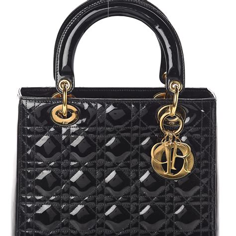 lady dior black shiny|dior patent cannage black.